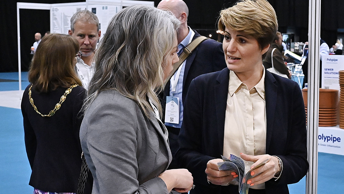 Floods Minister, Emma Hardy MP meets Prof Briony McDonagh at the Flood and Coast conference