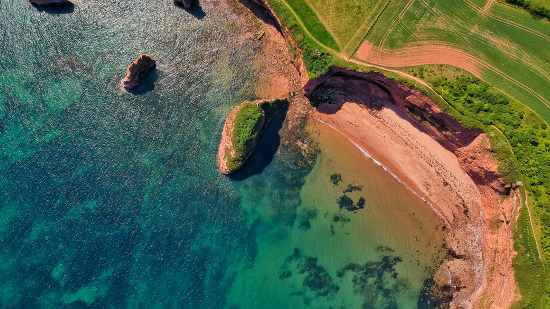 aerial image of coastline and beach