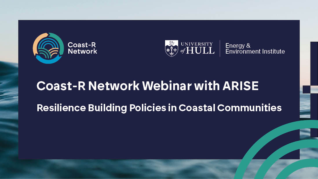 Graphic with title of Coast-R and ARISE webinar on coastal resilience taking place 16 September at noon