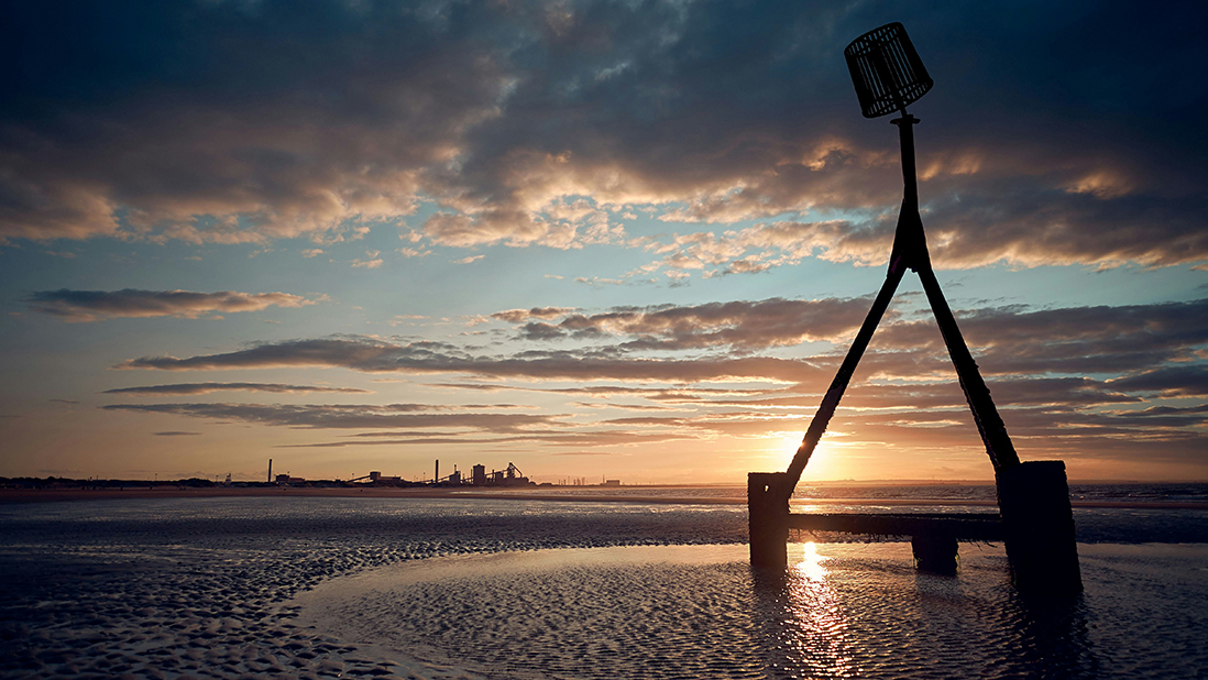 Sunrise over the beach at Redcar