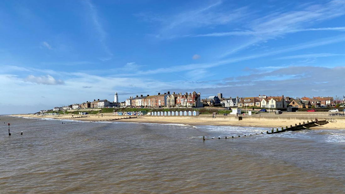 Southwold beach from the sea
